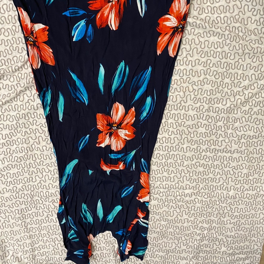 Floral Navy Maxi Dress with Orange Blooms